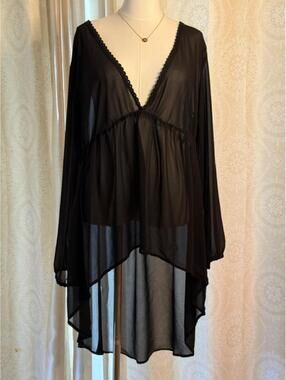 Torrid Black Sheer High Low Babydoll Top Size 3 Flowing Chiffon